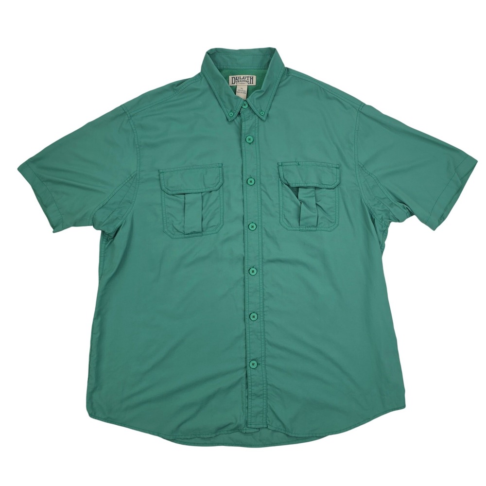 Duluth Trading Co Performance Utility Shirt Mens XL Green Nylon Vented Fishing